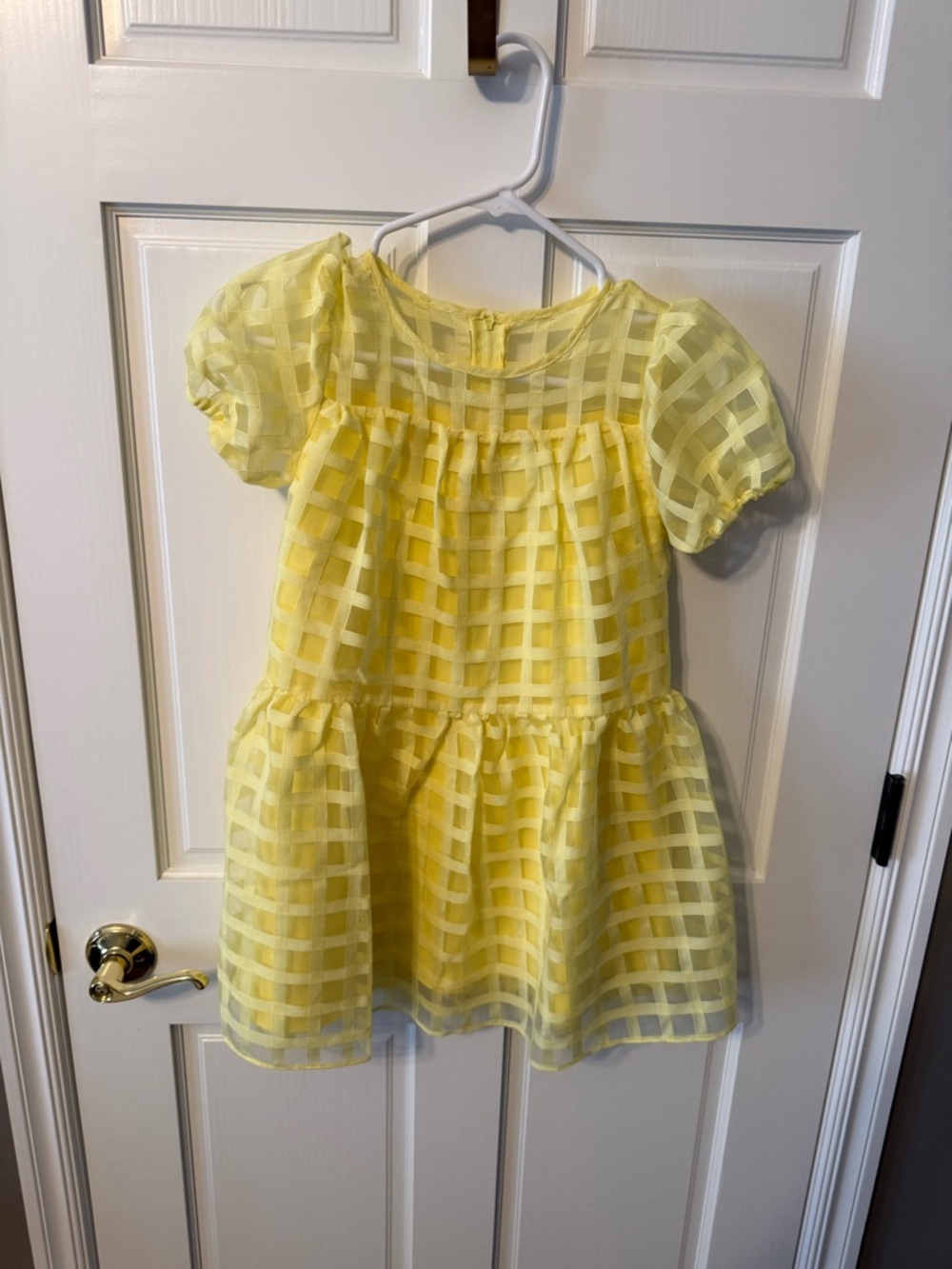 Blush by Us Angels Yellow Check Organza Tiered Dress